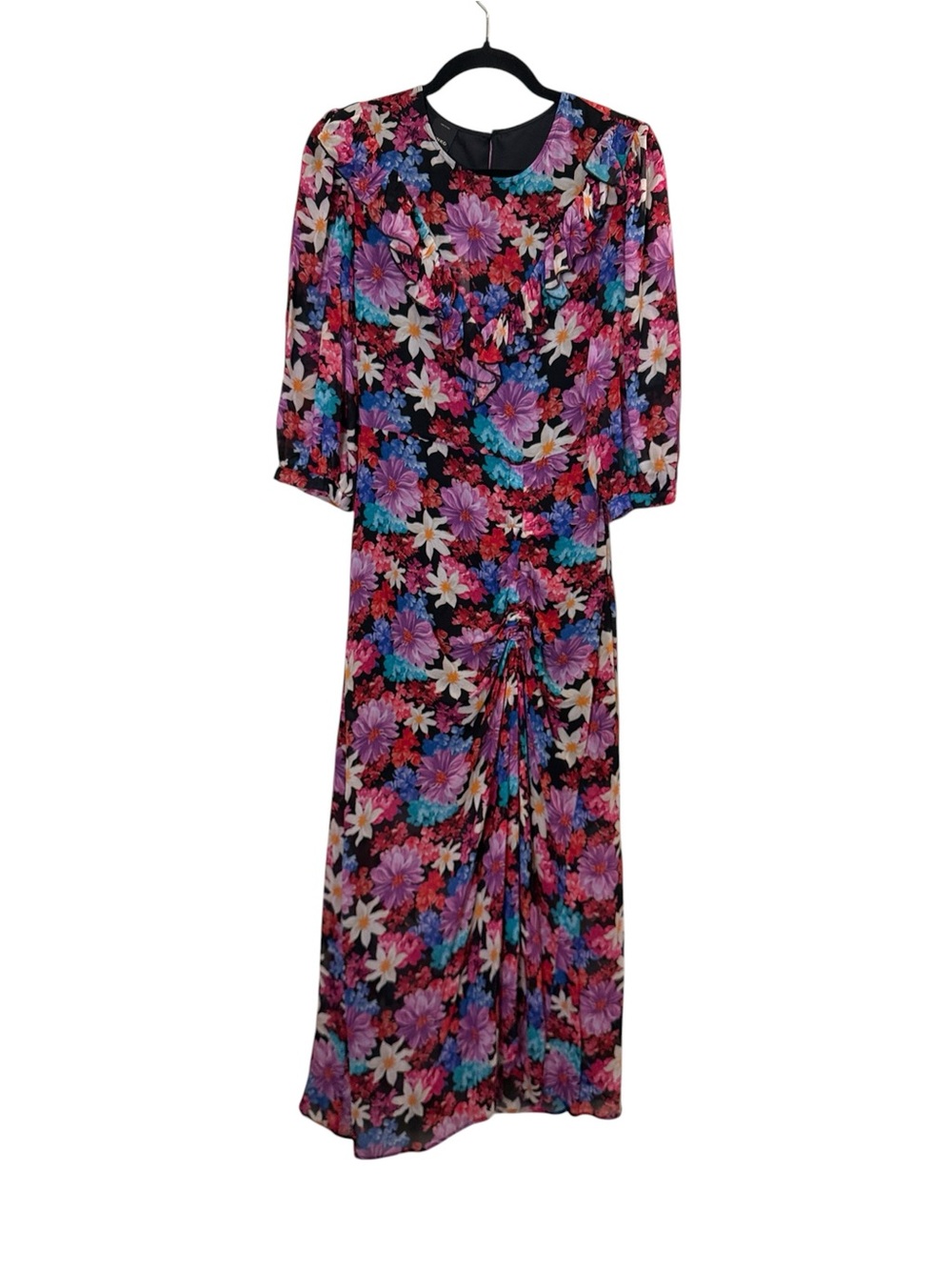 Pinko Women’s Ruched Colorful Ditzy Floral Gathered Waist Midi Dress sz XS